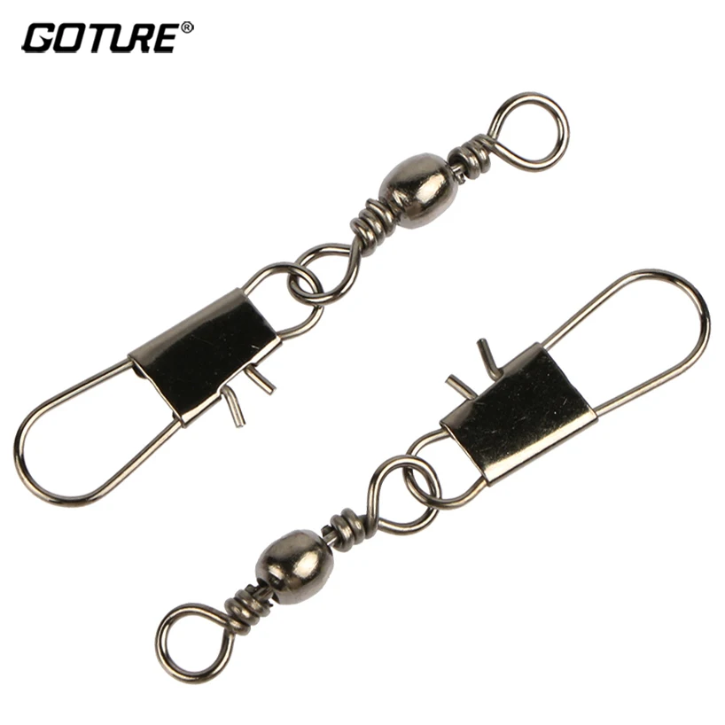 

Goture 200pcs/lot Fishing Swivel With Interlock Snap Fishhooks Sea Rock Barrel Swivels Fish Hook Fishing Equipment