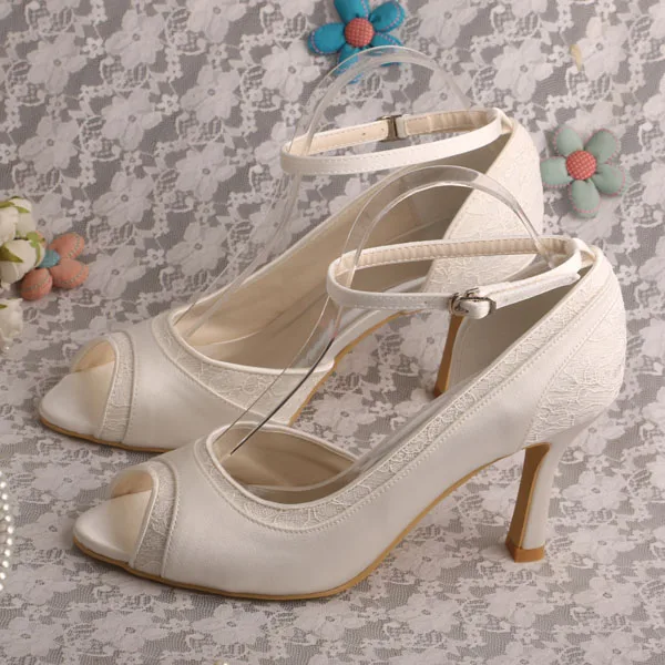 cream peep toe heels