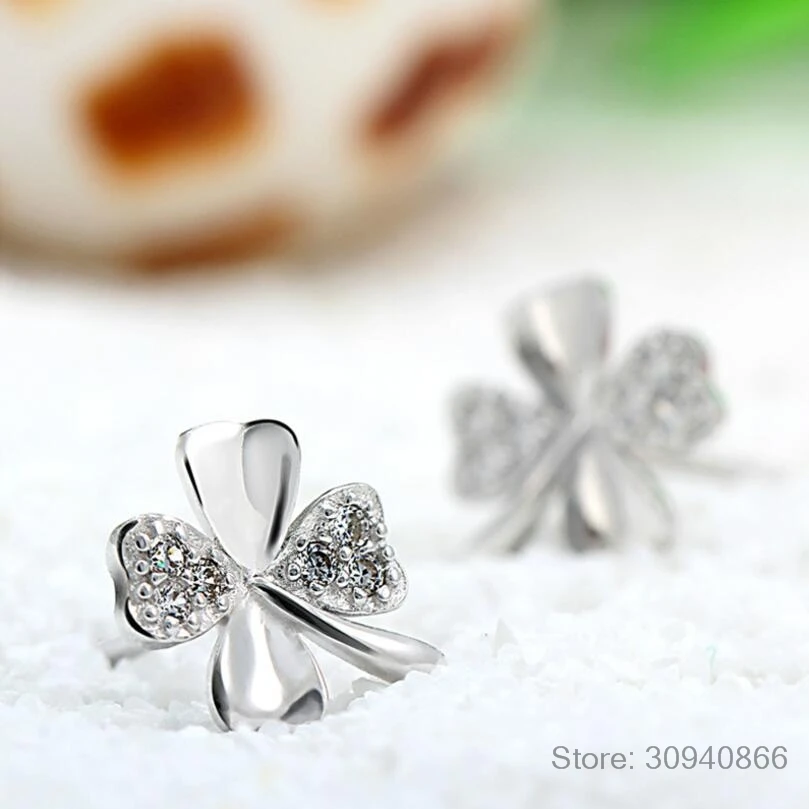 Горячая 925 серебряная серьга в виде сердца brincos pendientes Lucky Clover Серьги гвоздики для женщин подарок oorbellen S-E55