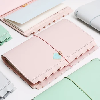 

Yiwi Macarons Passport Portable Standard PU Leather Ruffle Bind Travel Notebook Diary Schedule Book Planner Diary Cute School
