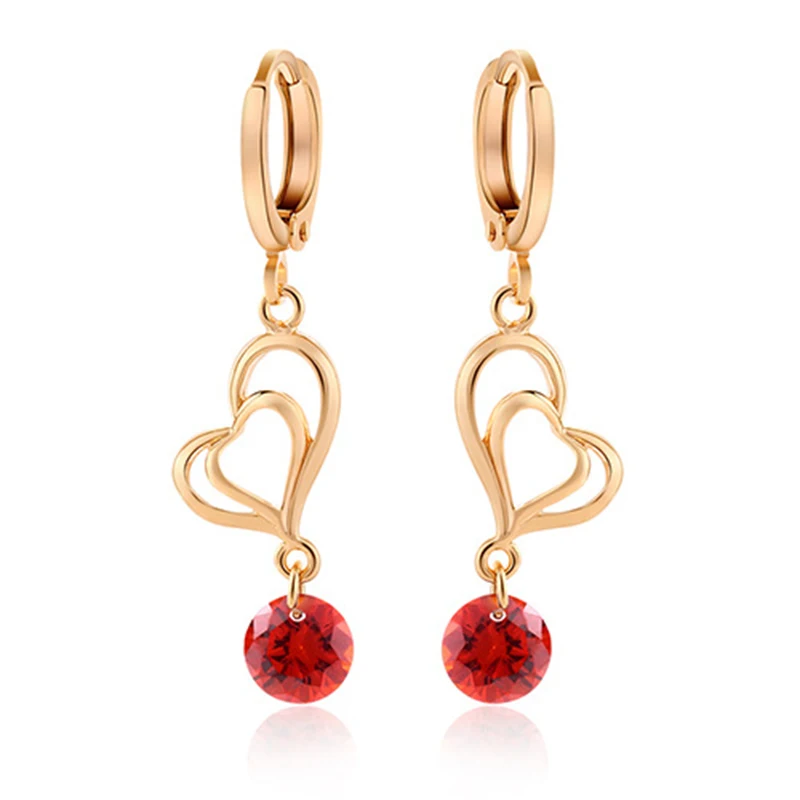 

Fashion Women's Charm Jewelry Pendants Earrings Individuality Stud Earring Luxury Gold Heart-Shape Crystal Earring Gift Unique