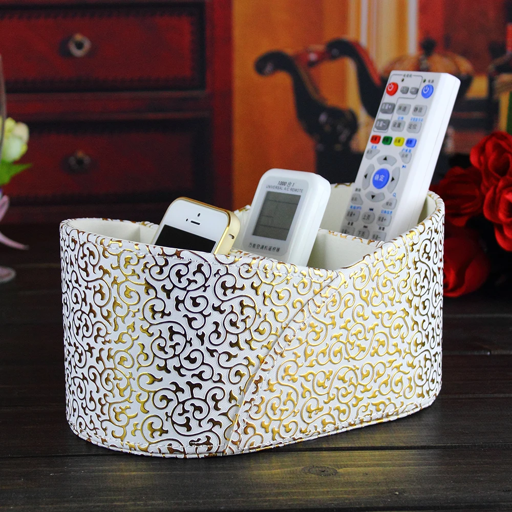 

PITEBO 3 slot leather desk remote controller home sundries storage box display presentation organizer case holder