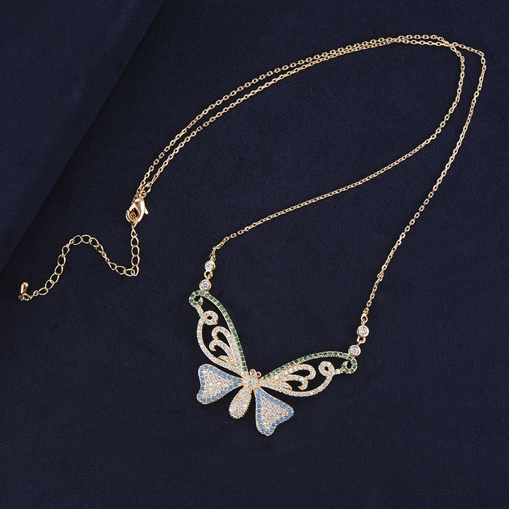 Fashion Butterfly Pendant Crystal Necklace Jewelry For Women Girls Full