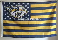 Nashville Predators with stripes and stars Flag 150X90CM NHL 3X5FT Banner 100D Polyester grommets custom009, free shipping