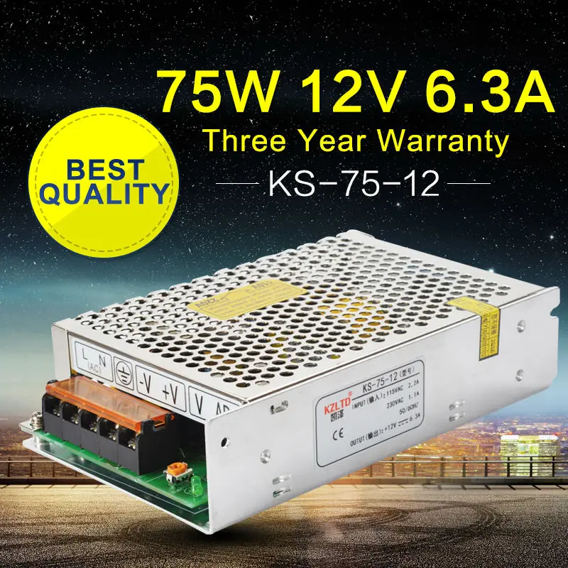 AC DC переключение Питание 12 V 75 W 110 220 Вход светодиодный преобразователь питания