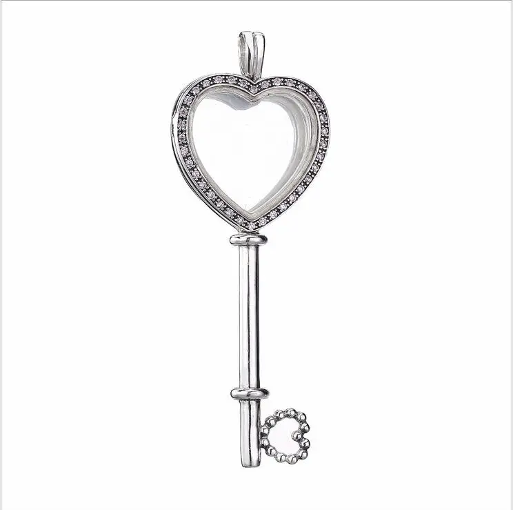 

The New 925 Sterling Silver pave CZ Love heart key Charm Dangle Beads DIY accessorie Fits Pandora Bracelets jewelry Making