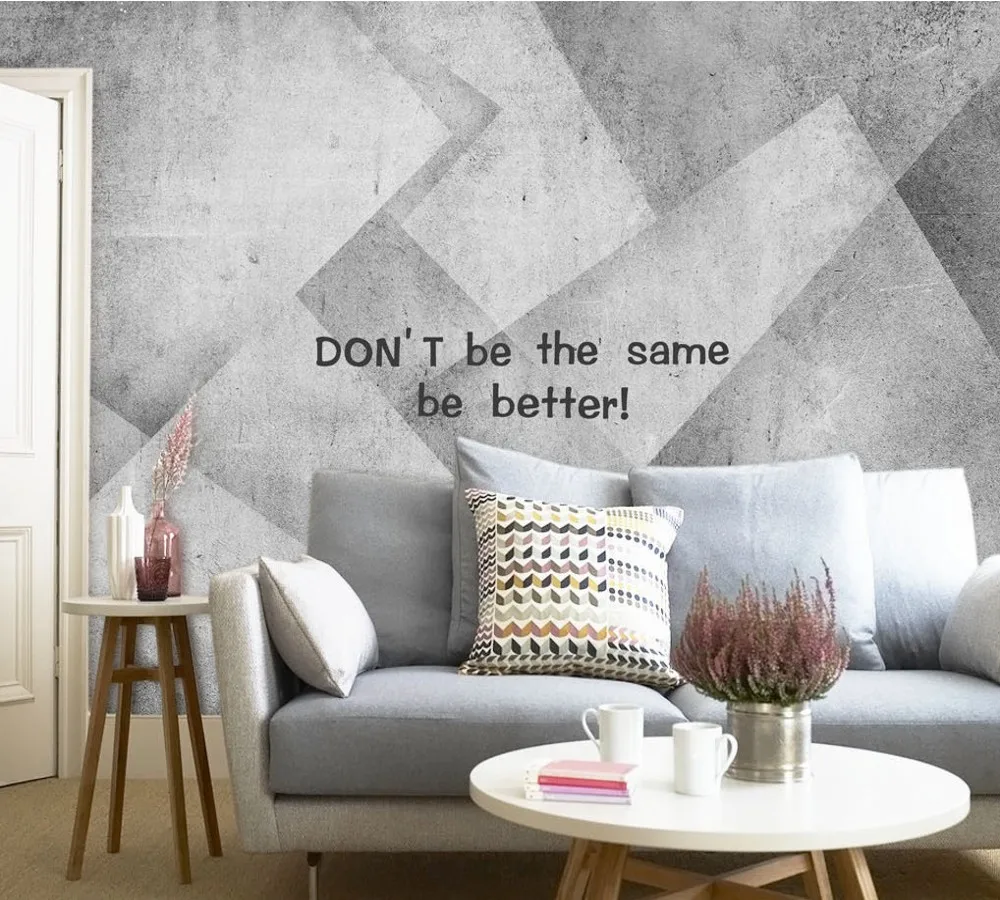 

Free Shipping Custom Mural Modern Minimalist Grey Cement Wall Geometric Motivational TV Background Wall Paper Bedroom Wallpaper