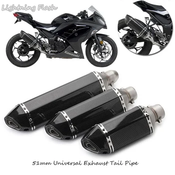 

38-51mm Universal Motorcycle Muffler Exhaust Tail Pipe Motorbike Escape Imitation Carbon Fiber Silencer Exhaust Pipe Modified
