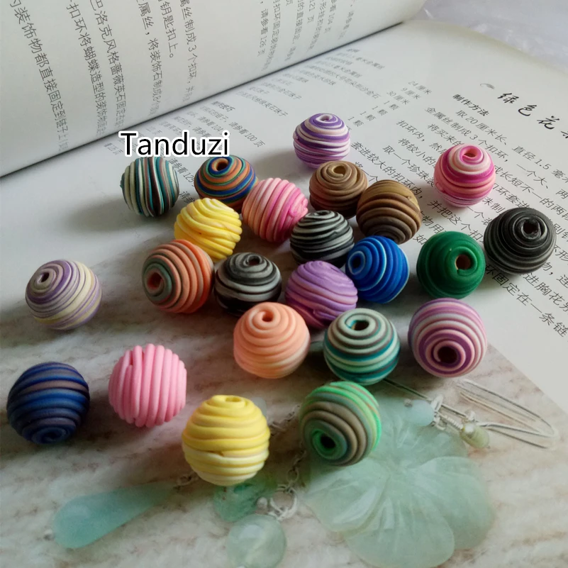 Tanduzi 100pcs Wholesale Round Polymer Clay Beads DIY Japanese Deco