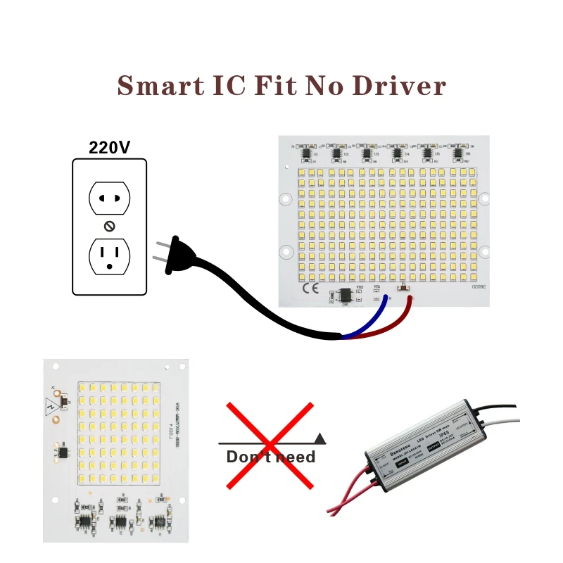 Светодиодный чип SMD2835 умный IC 220 В вход 10 Вт 20 30 50 100 вт DIY для наружного прожектора