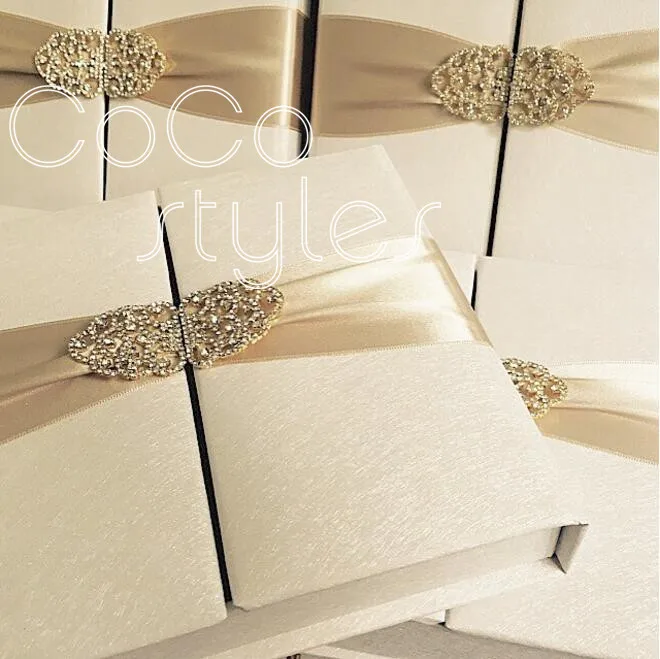  Cocostyles art paper hard cover invitation card box with buckle amd outer mailing box handmade cust - 32867915530