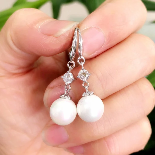 

Popular spherical bead AAA zircon ear hook earrings For Women