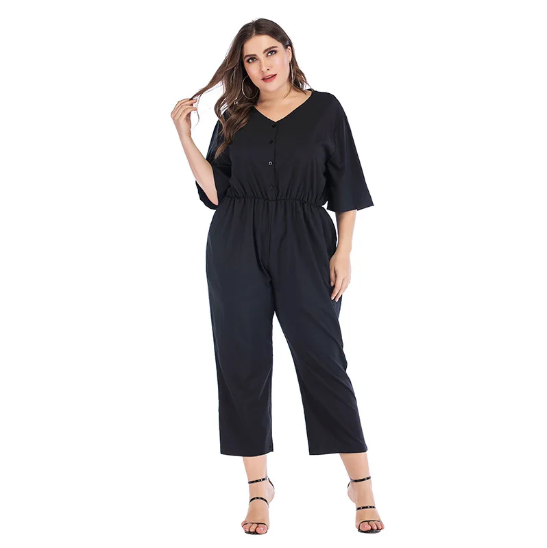 وزرة بذلة ارتداءها المرأة الربيع و الصيف جديد الخامس الرقبة قصيرة الأكمام بلون كبيرة حجم بذلة combinaison فام وزرة بذلة ارتداءها المرأة الربيع و الصيف جديد الخامس الرقبة قصيرة الأكمام بلون كبيرة حجم بذلة combinaison فام