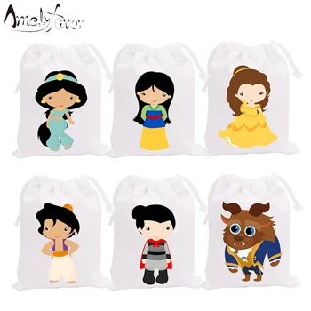 

Princess Theme Party Favor Bags Princess and Prince Gift Bags Party Event Container Supplies Lovers Series 4 Princess Decor 6PCS