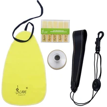 Alto Sax Saxophone Reed Mute Strap Cleaning Cloth 4 Pieces/Set for Wind Instrument Parts