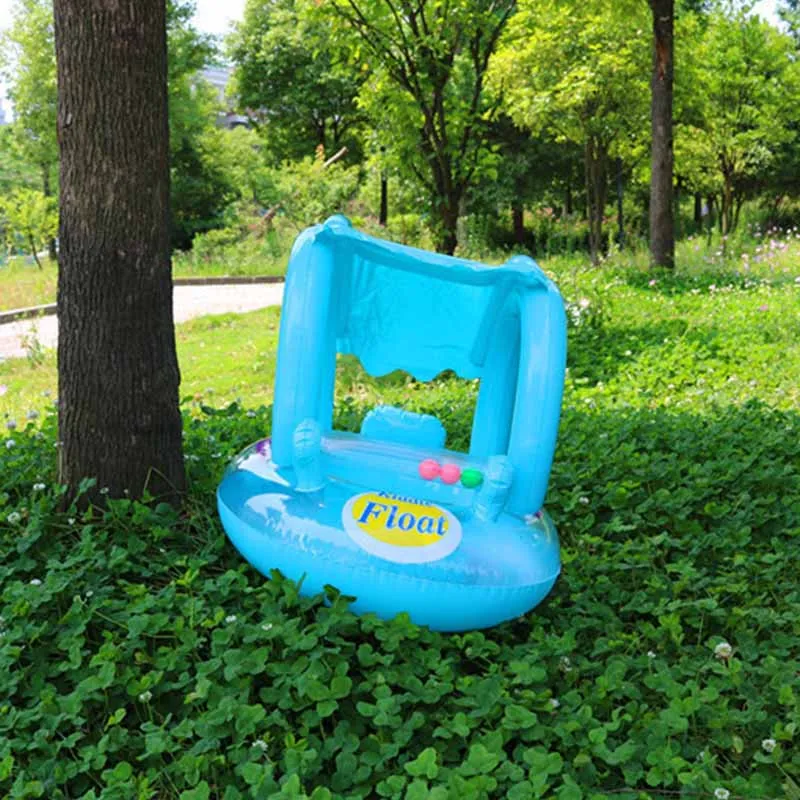 Новейшее портативное детское Надувное сиденье для бассейна, Детская безопасность, летние игрушки, Детский круг для плавания с солнцезащитным козырьком, сиденье для лодки