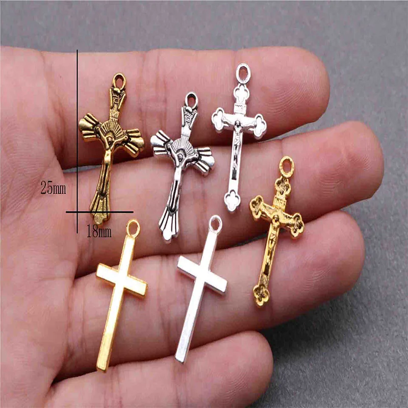 100 штук католической универсальной медали Mini Cross. Медаль из сплава с крестом