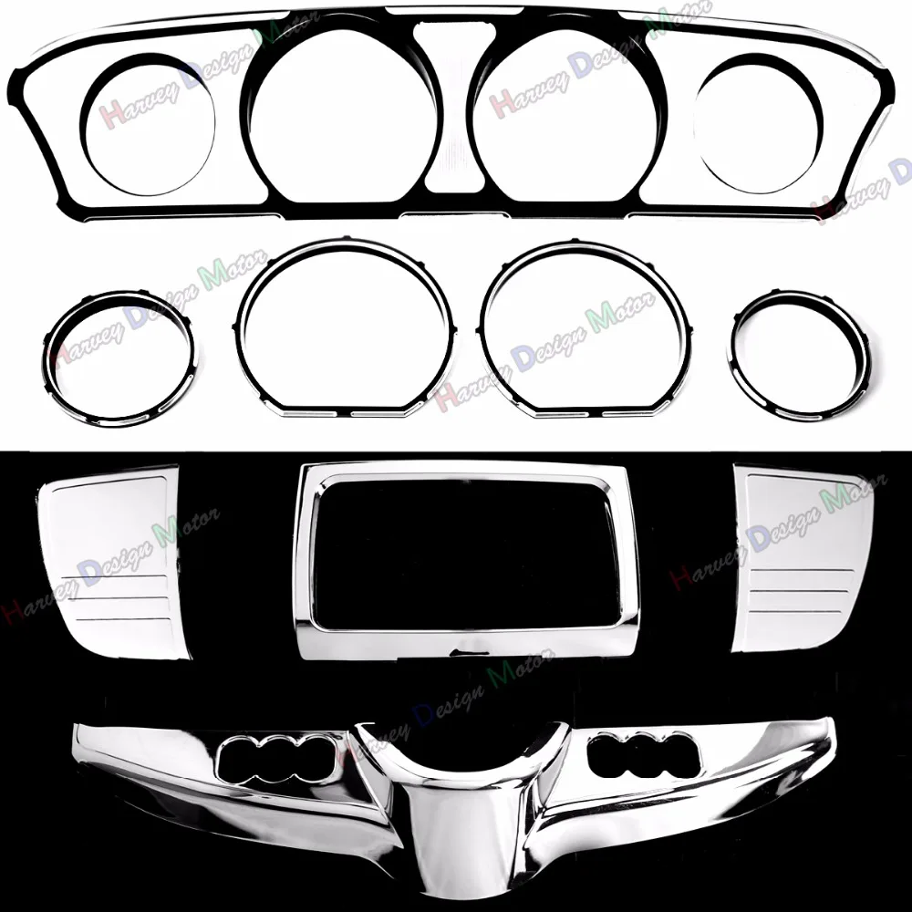 

Black Burst Inner Fairing Dash&Gauge Trim&Chrome Switch Panel For Harley Street Glide FLHX FLH/T 2014 15-17