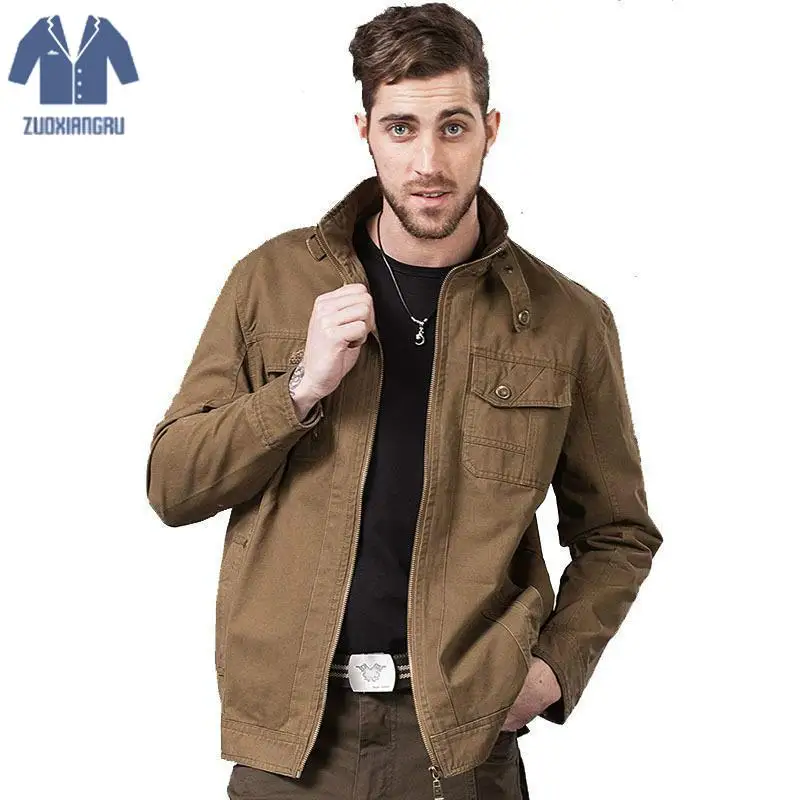 Men Autumn Zipper Cotton Tactical Jacket Windbreakers Casual Male