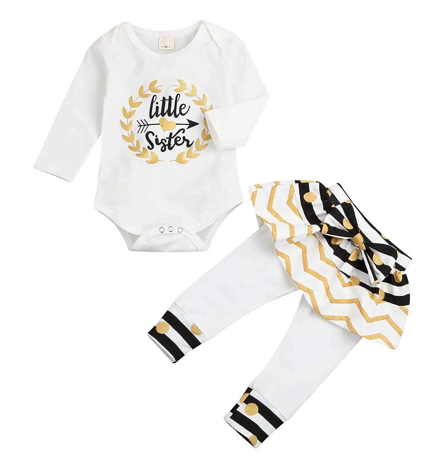 

Newborn Little Sister Baby Little Girls Skirts Leggings Pants Gifts Outfits Set Dots Clothes Set Romper Jumpsuit Set