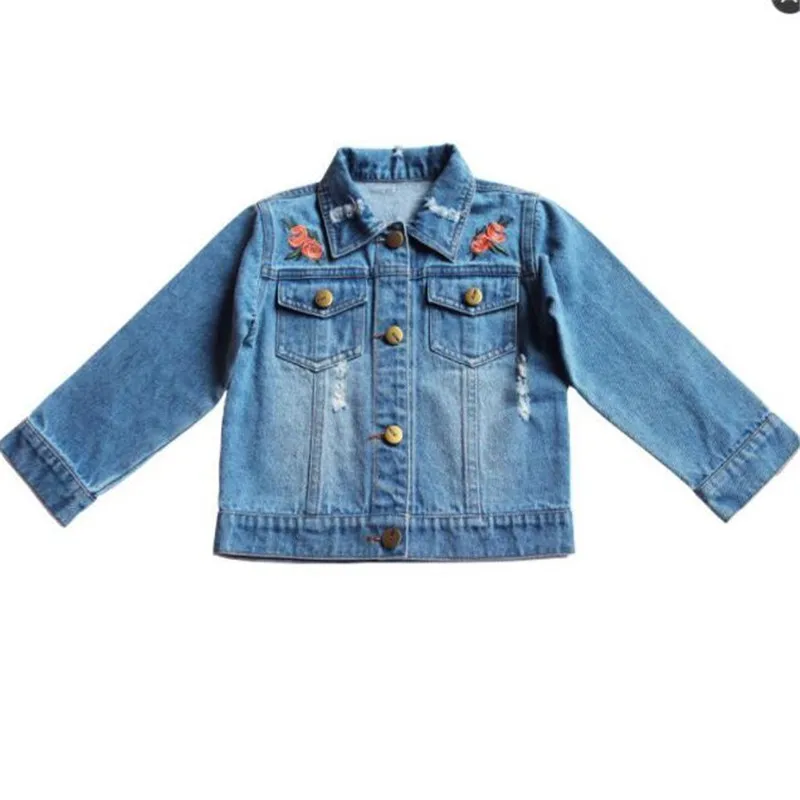 Jackets&Coats 2018 Fashion Denim Jacket Vintage Jeans Coats Baby Denim Jackets Girls Jean Jacket Butterfly Embroidery AA2637