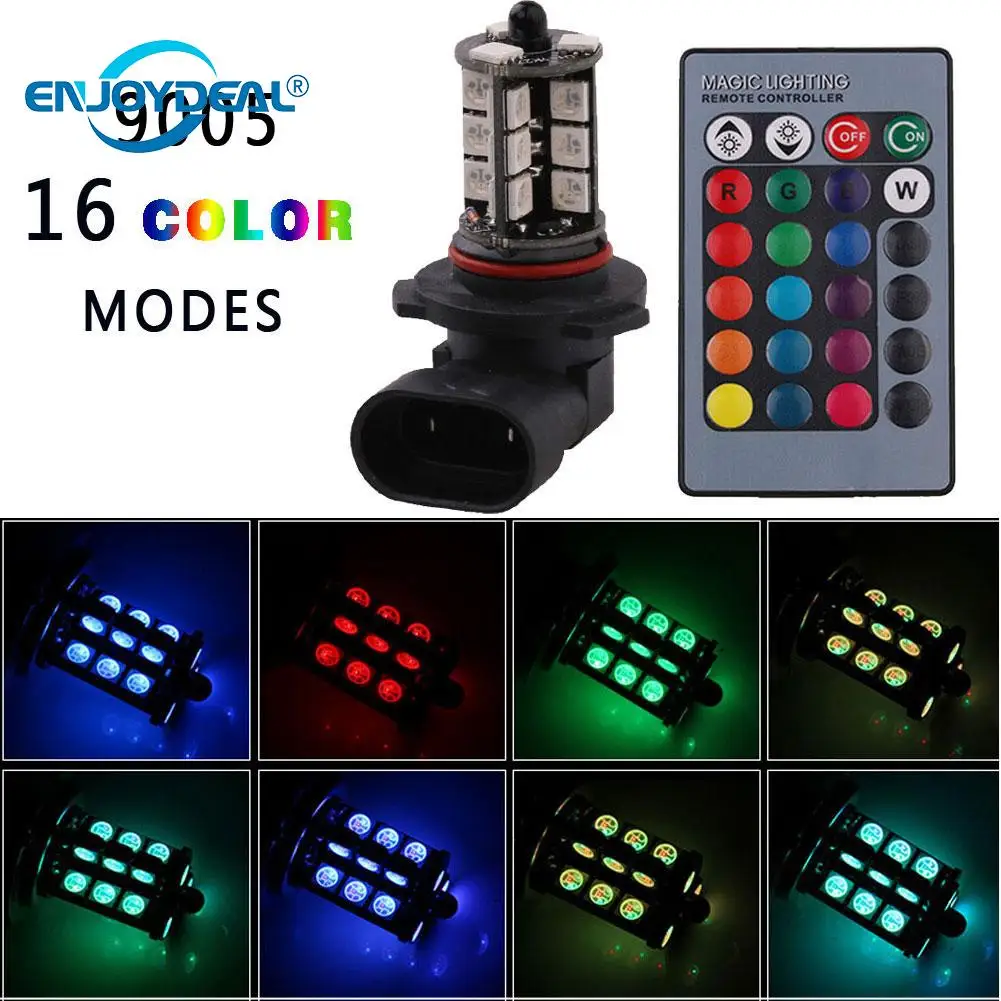 

2Pcs 5050 RGB H4 H7 H8 H11 9005 9006 27 Led Light Bulb Wireless Control Car Fog Light Headlight Daytime Running Lamp Bulb Set