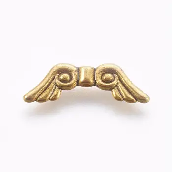 

100pcs Tibetan Style Alloy Angel Wing Beads Spacers Metal Dangle Charms DIY Bracelets Jewelry Making 7x21x3mm, hole 1mm