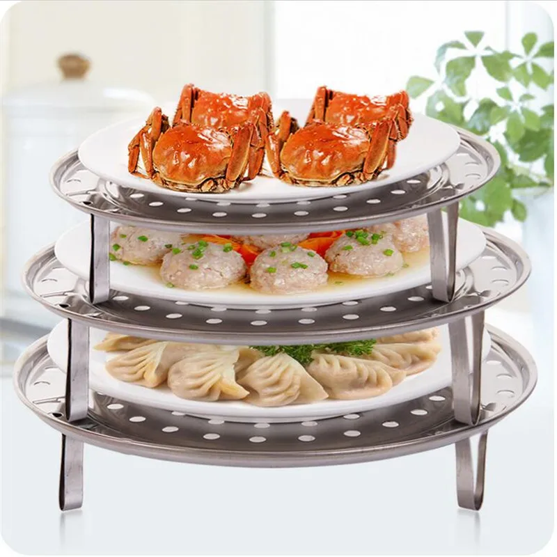 2PCS/Set Stainless Steel Steamer Rack Insert Stock Pot Steaming Tray