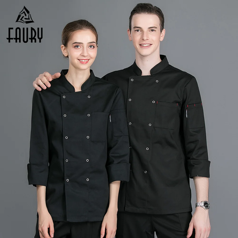 

High Quality Solid Unisex Long Sleeve Sushi Chef Coat Restaurant Uniform Camisa De Cocina Men Work Jackets Catering Kitchen Tops