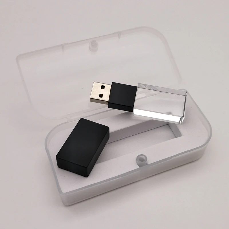 10 шт./лот, плата за логотип) пользовательский 3D логотип внутри кристалл USB 2,0 флэш-накопитель с коробкой - Цвет: Black