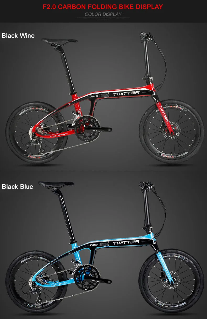 Excellent Twitter F2.0 T800 Carbon BMX Folding Bike Frame 20 Inch Wheels Portable Folding Bicycle Cycling Frame 20er Disc and V Brake 14