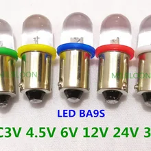 5 шт. BA9S светодиодный индикатор лампы номерных знаков лампы 24v ba9s 3v светодиодный ba9s 6v Лампочка для инструмента 4,5 v 12v ba9s 30v