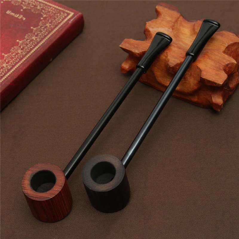 

New Arrival! Ebony Wood Pipe Smoking Pipes Portable Smoking Pipe Herb Tobacco Pipes Grinder Smoke Gifts Black/Coffee 2 Colors