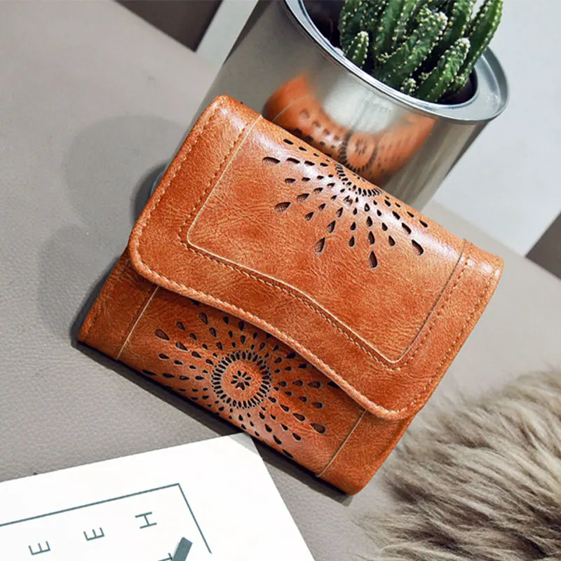 

New Vintage Man Made Leather Women Wallets Female Bifold Women's Wallet Double Zipper Design With Coin Purse Pockets