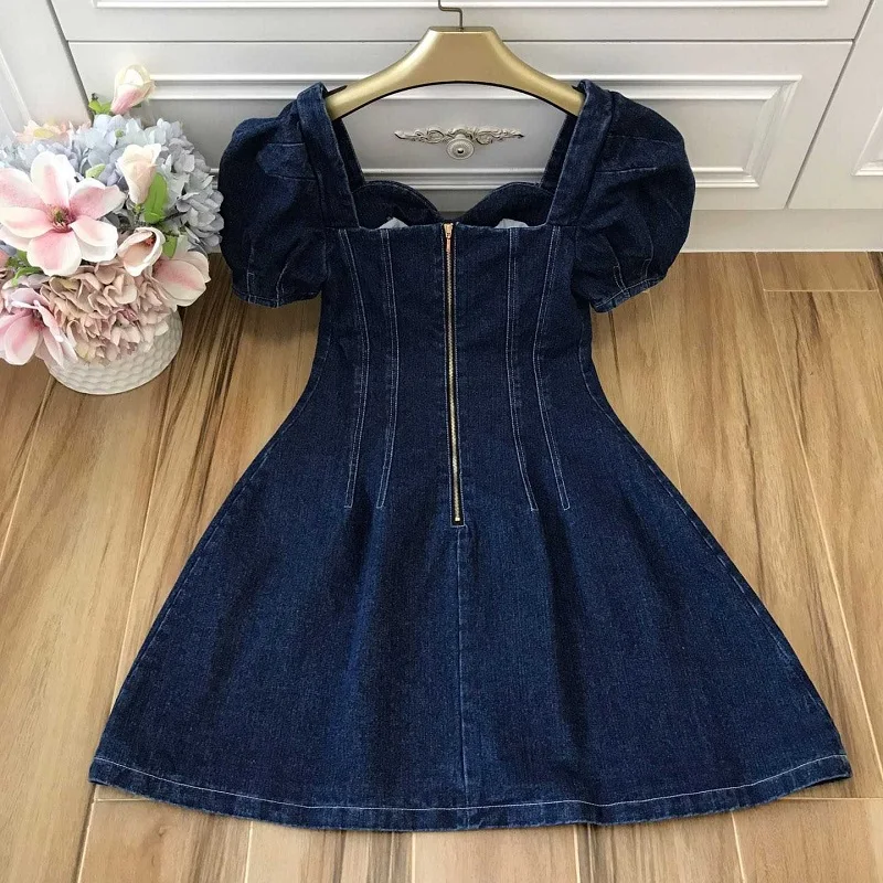 Casual Dress 2019 Spring Summer Sexy Party Club Dress Ladies Strapless Neck Short Sleeve Slim Fitted Dress Denim Vestidos Jeans