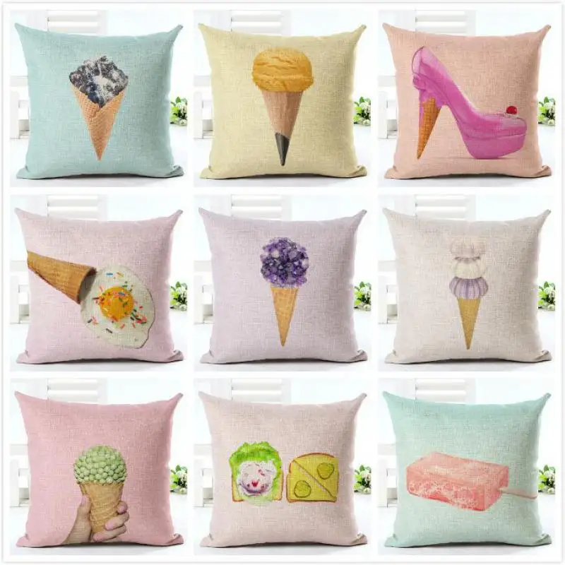 

Ice Cream Pillow Sweet Creative High Heels Perfect Poached Eggs Unicorn Horn Popsicle Biscuit Chocolate Cake Candy Color Cushion