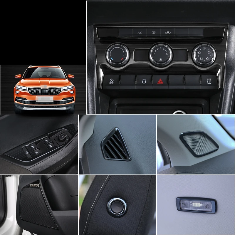 Для SKODA KAROQ 2018 2019 черного цвета автомобильные внутренние полные молдинги отделка