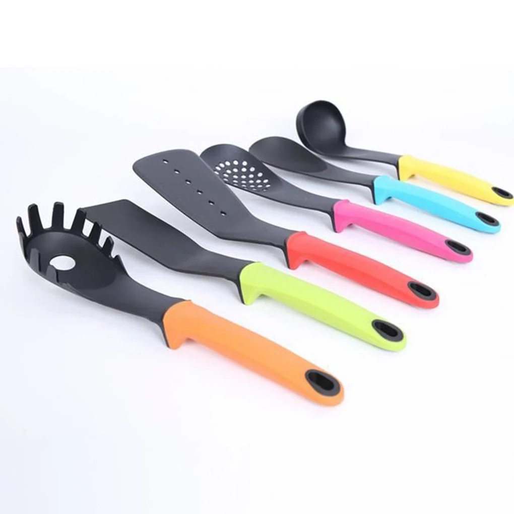 6 pcs/set Non-Stick Kitchen Cooking Utensils Set Nylon Kitchen Soup Spoon Shovel Spatula Colander Kit