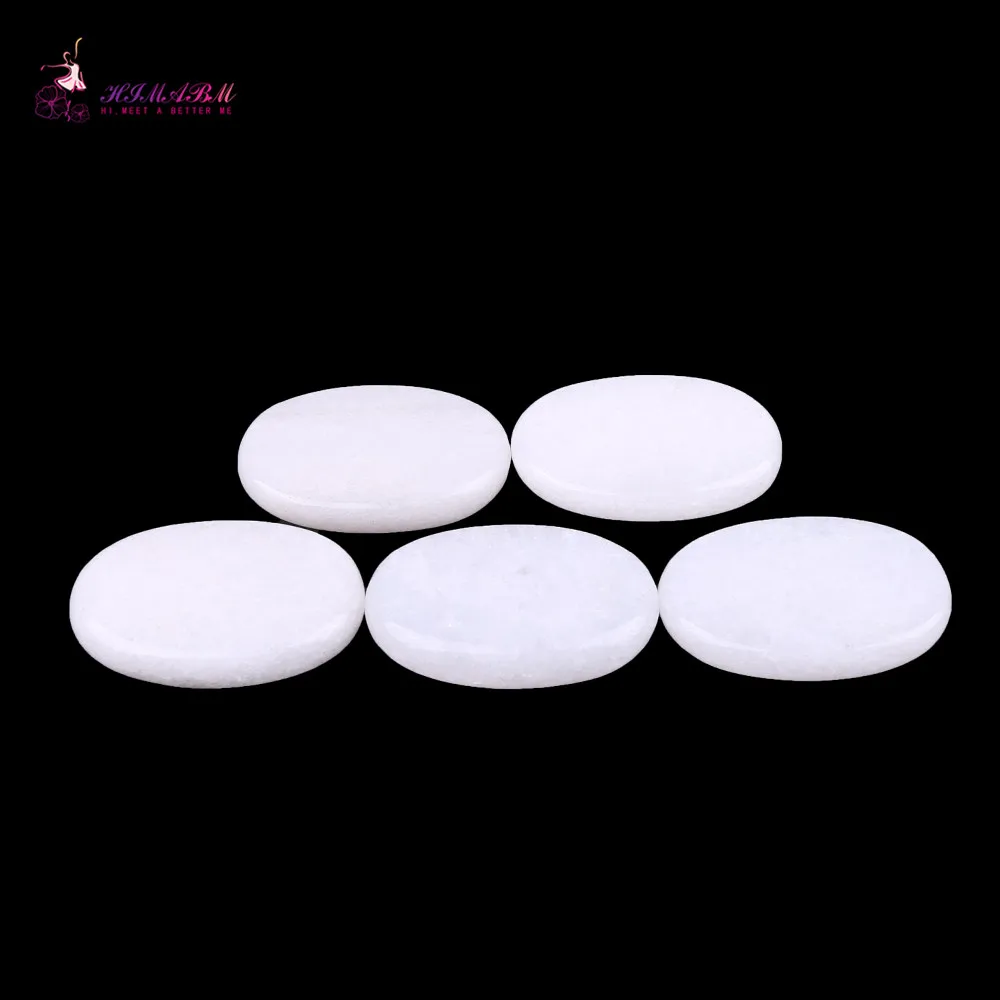 HIMABM 5 Pieces Natural White Jade Hot Stone Basalt Massager Facial Toe Finger Massage Lava Rock 4*3cm HIMABM 5 Pieces Natural White Jade Hot Stone Basalt Massager Facial Toe Finger Massage Lava Rock 4*3cm