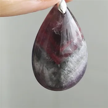 

Genuine Natural Auralite 23 Pendant Woman Men Necklace Fashion Crystal Water Drop Suspension Pendant 33x21x11mm