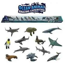 12 шт. 6-9 см имитация морского мира игровой набор Акула КИТ детский подарок Ранние развивающие Пингвин животные игрушки морской лев черепаха