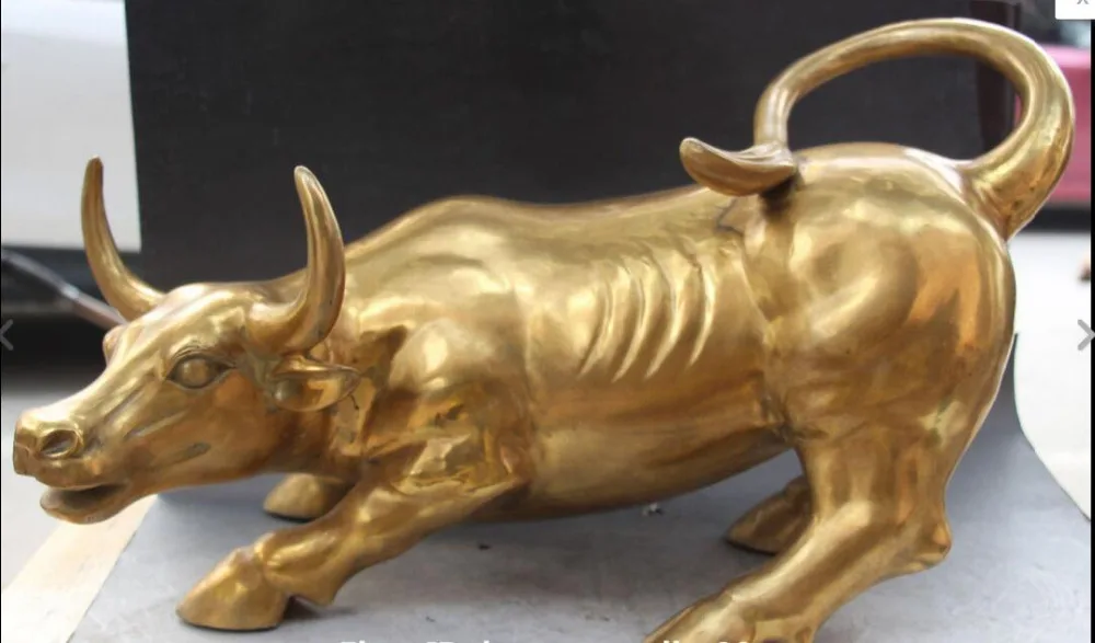 

free 22" Chinese Feng shui Bronze Carving Cattle Oxen Bull Bullfight Animal Statue fast