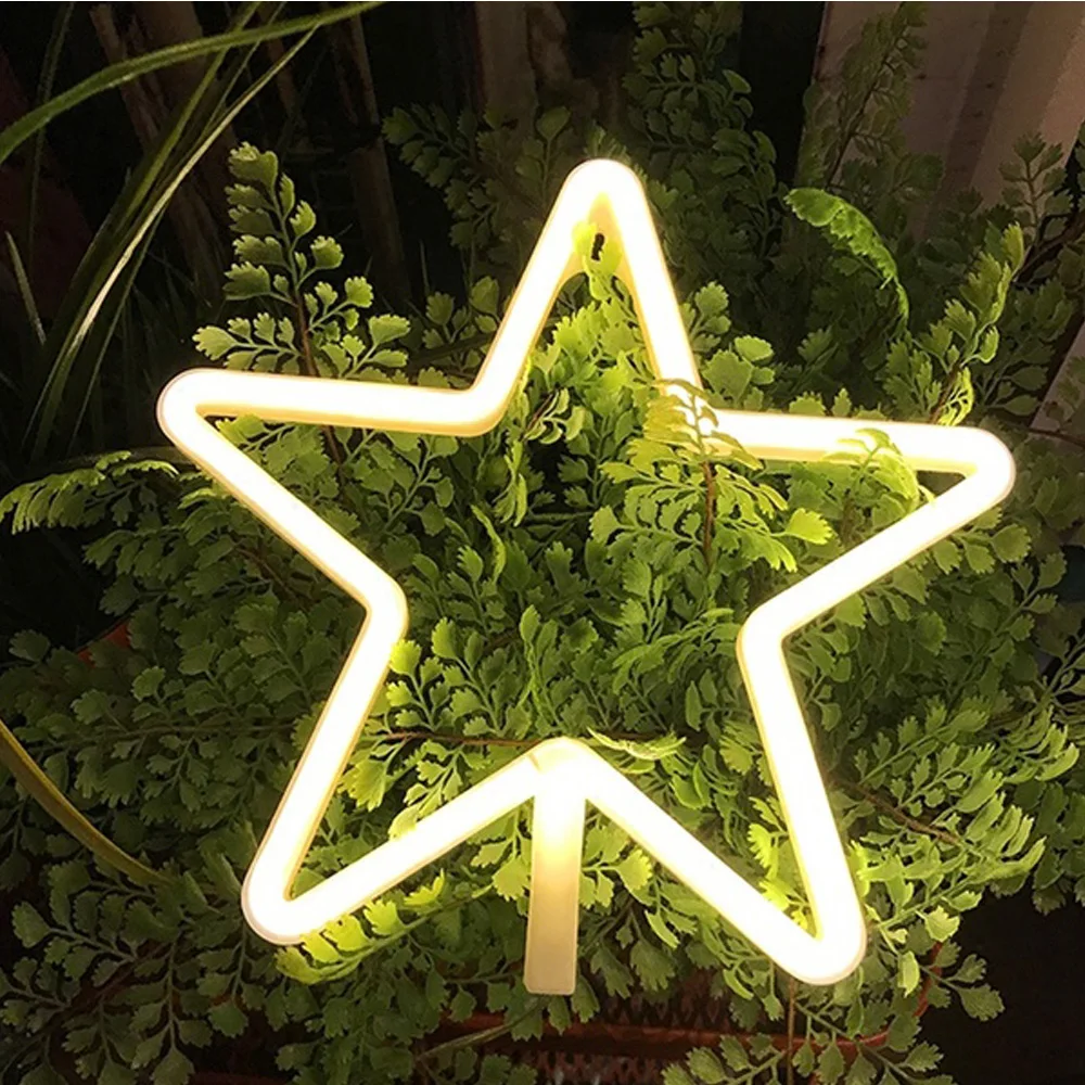 Звезда Форма неоновый свет фонарь-ночник 3D светодиодный светильник детская спальня стены WarmLava вечерние дома Сказочный свет декоративная батарея теплое освещение