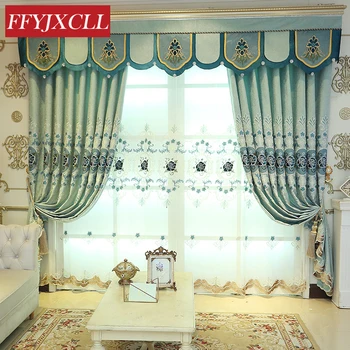 

85% Blackout Curtains Retro European Embroidered Tulle For living Room Bedroom Kitchen Curtains Valance Drapes Home Decor