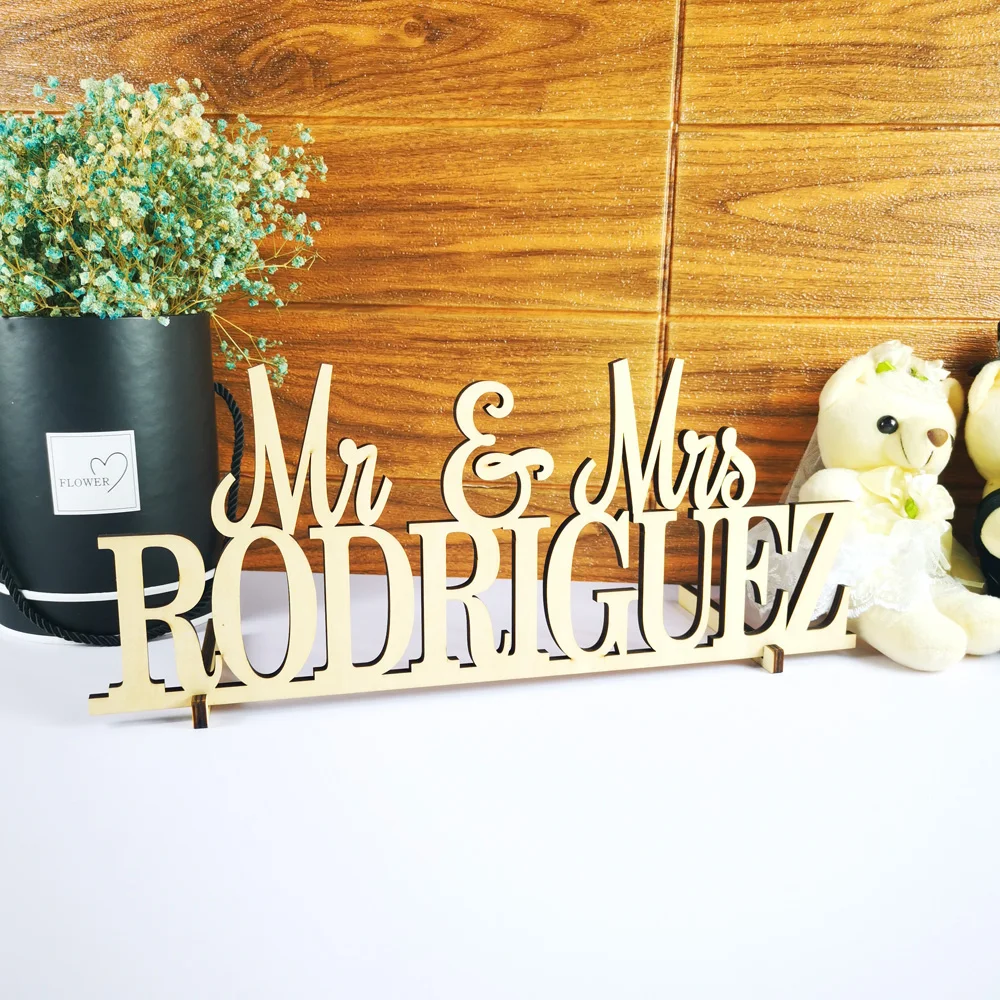 

Personalized Custom Last Name Place Sign. Sweetheart Wedding Table Decoration Supplies,Mr and Mrs Sign.Script Wedding Wood