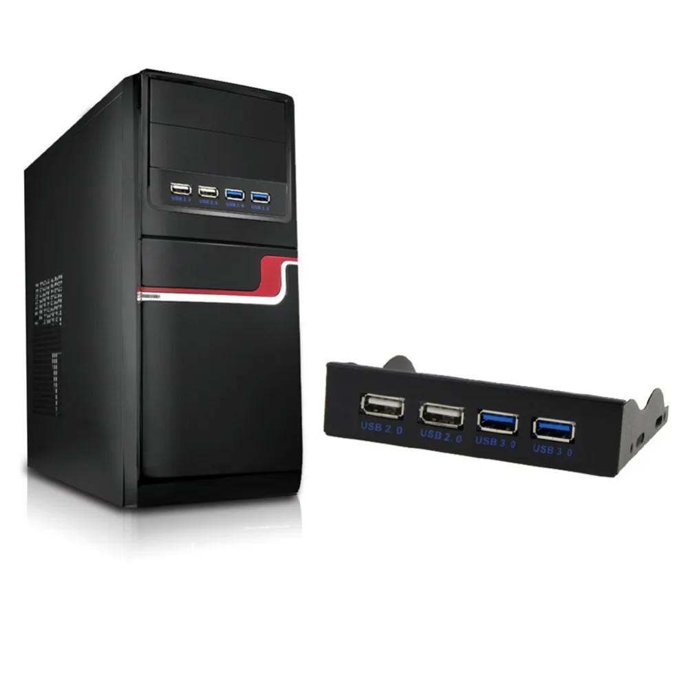 

4-Port USB HUB for Front Panel USB 3.0 Hub Splitter Internal Front Panel Combo Bracket Adapter for 3.5 Inch Floppy Driver Bay