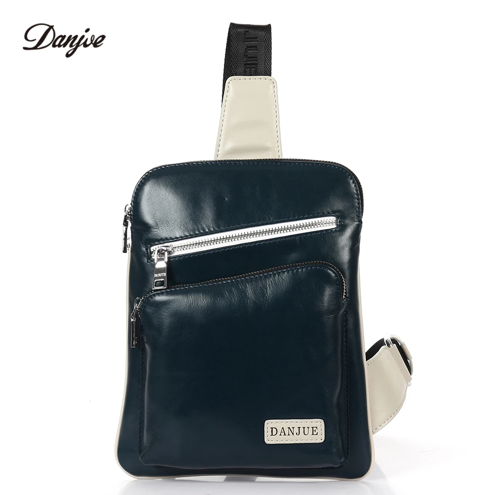 

DANJUE Genuine Leather Men Chest Bags Fashion Male Sling Bag Daily Brand Real Leather Back Pack Small Messenger Daypack Man