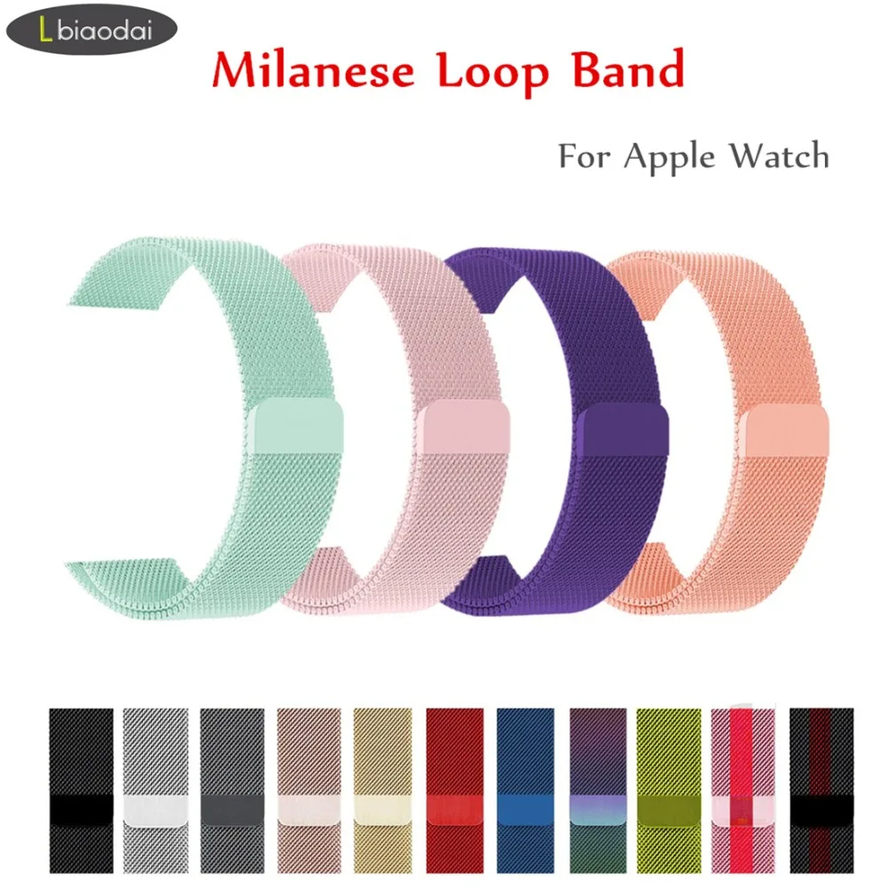 

Strap For Apple Watch band 42mm 38mm iWatch 4 band 44mm 40mm Milanese Loop Apple Watch 4 3 21 Bracelet Stainless Steel watchband