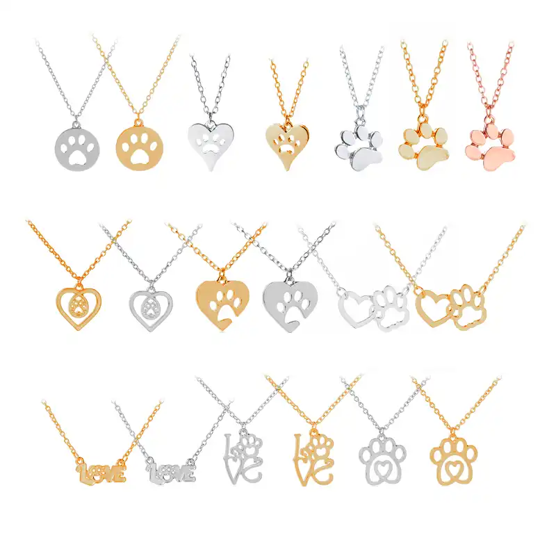 Moda Para mujeres Chicas Mascota Perro hueco corazón Colgante Joyería necklce