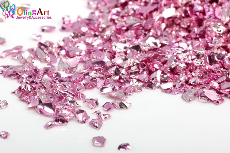OlingArt 65g/lot Deep Multicolor mixing Nail Art Crushed Glass Nail Stones irregular Rhinestone Decoration DIY Necklace pendant